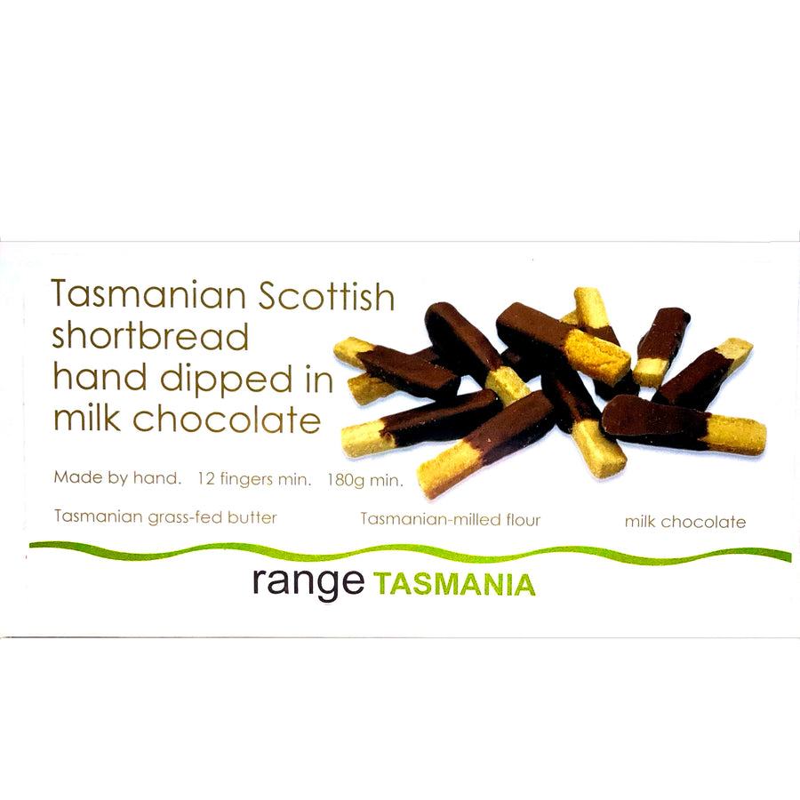 Range Tasmania - Tasmanian Scottish Shortbread  Hand Dipped in Mild Chocolate 250g